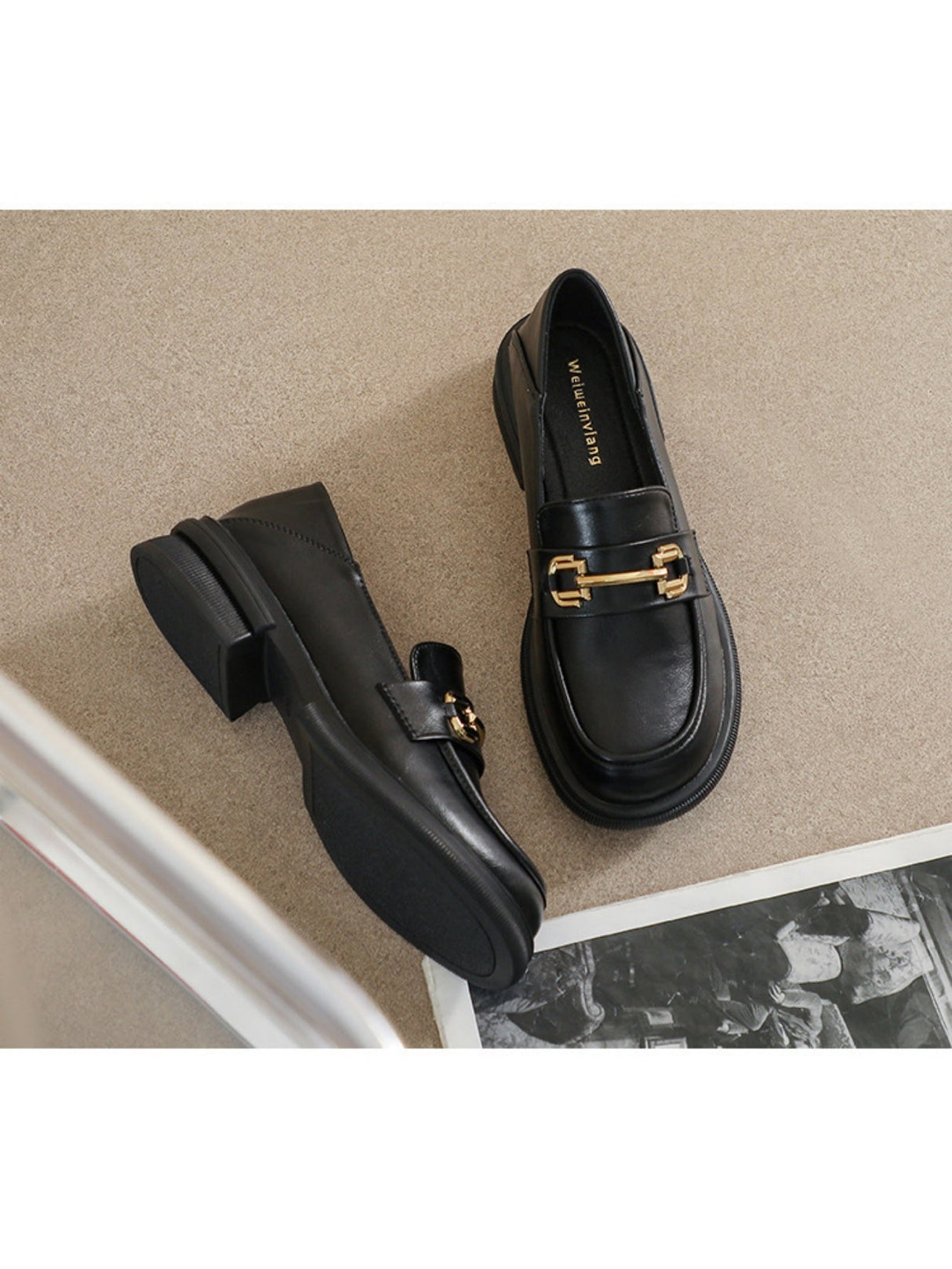 Liber Spring and Autumn Thick-soled Metal Buckle Women's Loafers