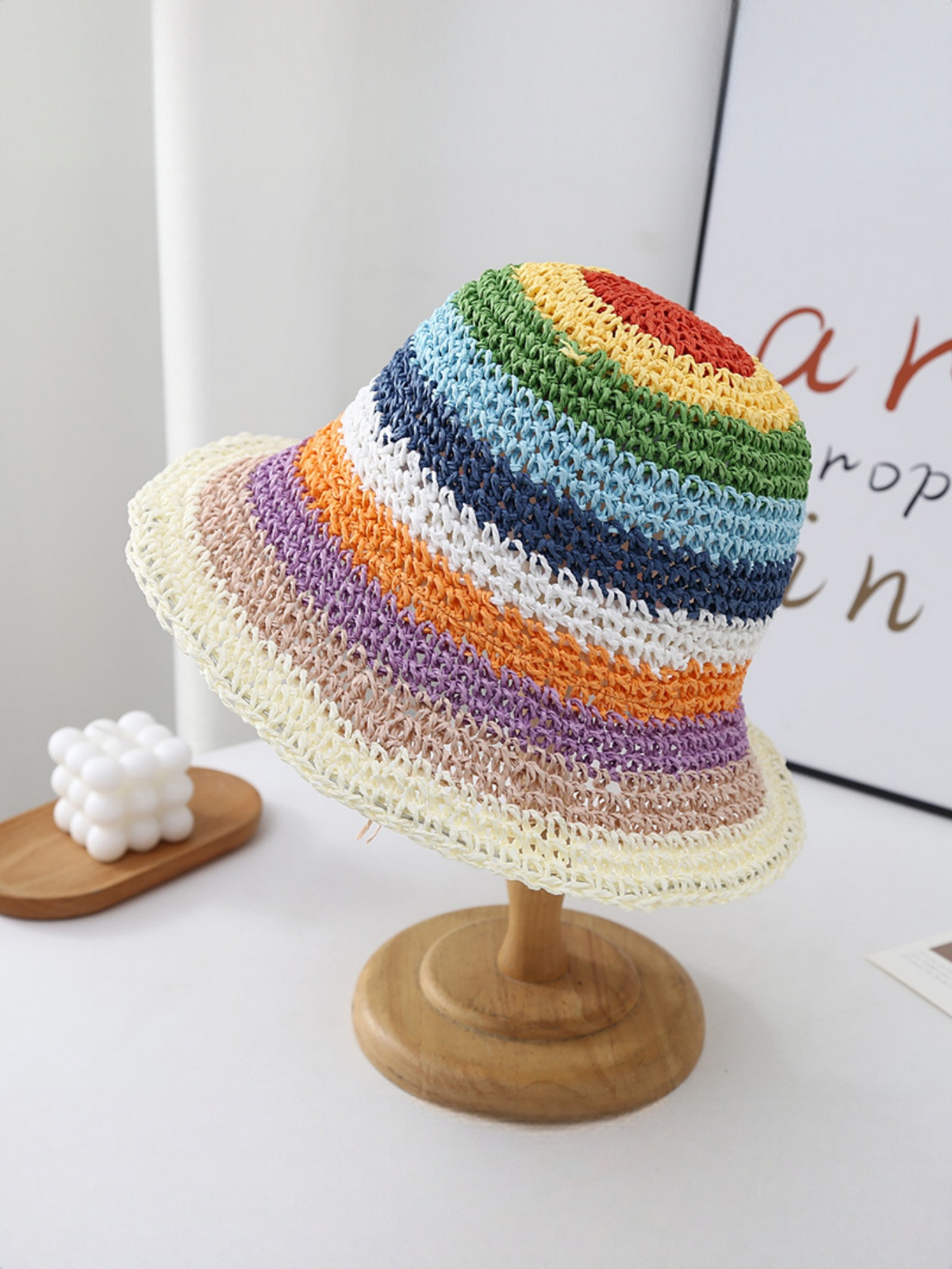 Rainbow Woven Straw Hat
