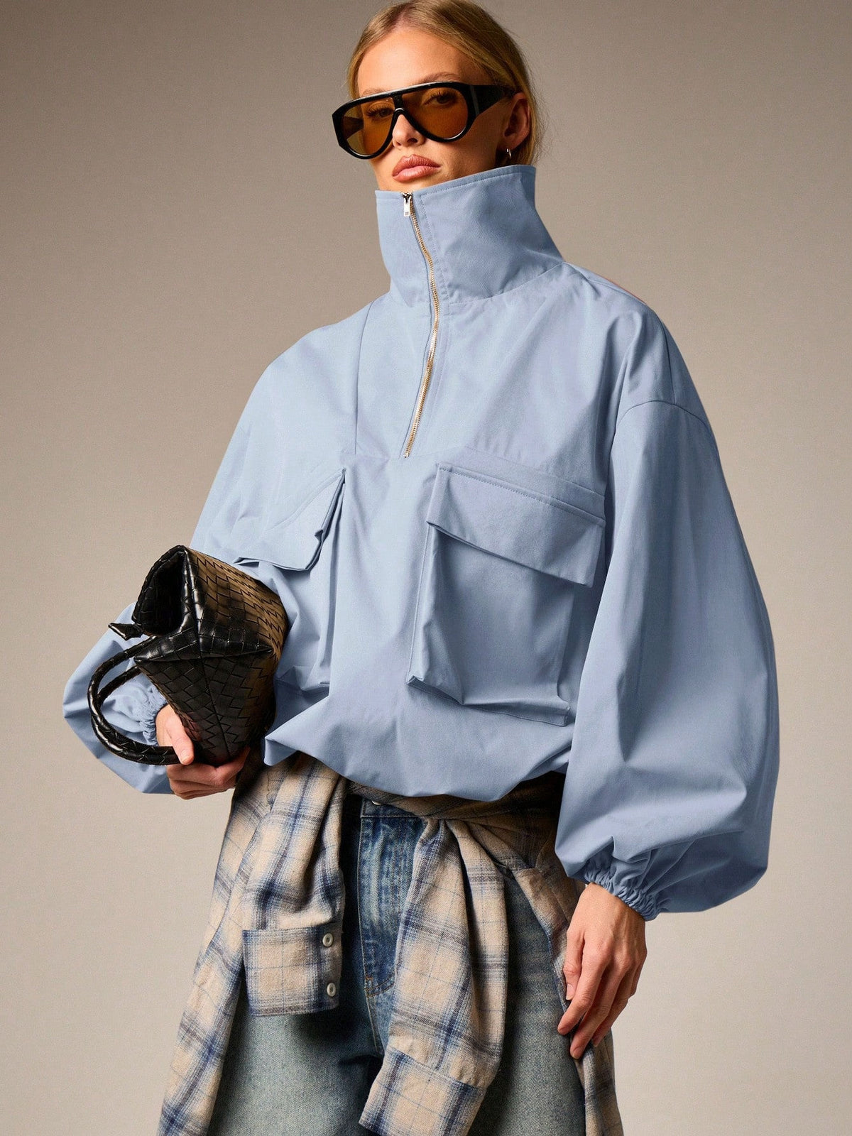 Workwear Style Long-sleeved Coat