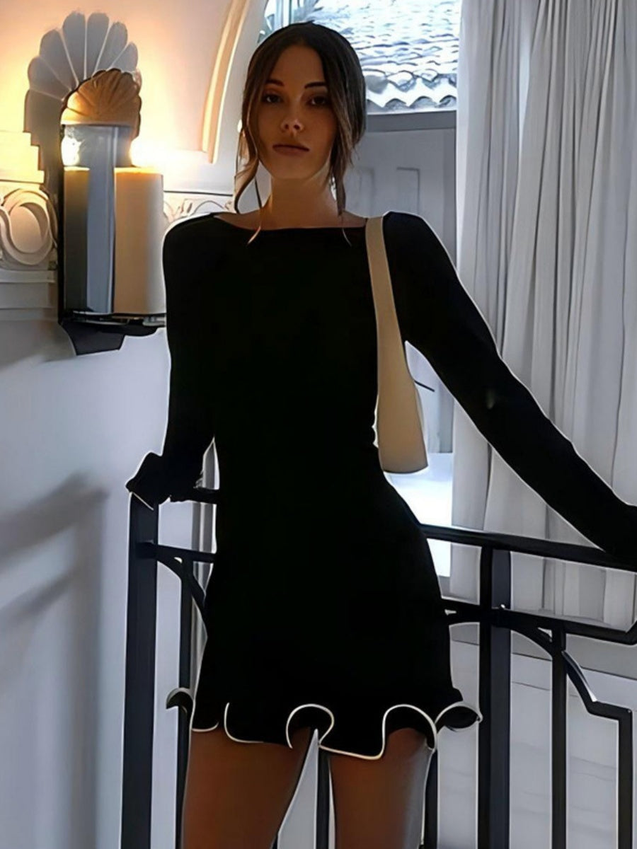 Liber Autumn Women's Ruffle Solid Color Mini&Short Dresses