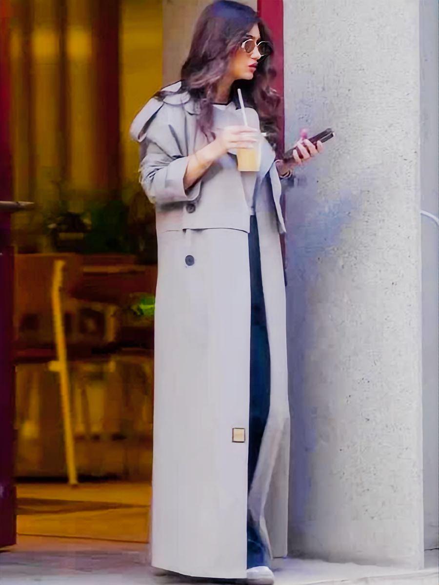 Single-breasted Stand Collar Long Trench Coats