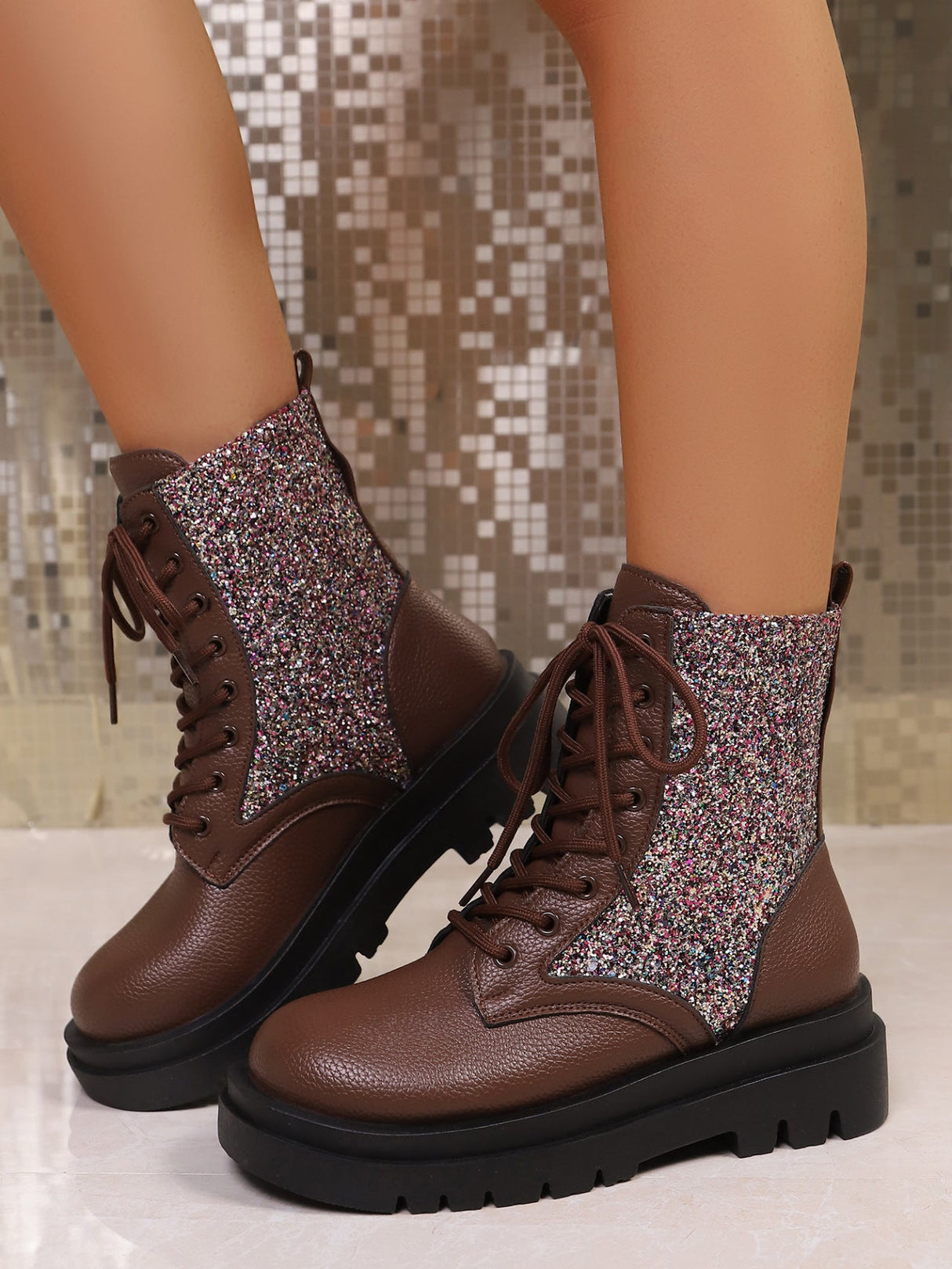 Sequined Women's Martin Boots