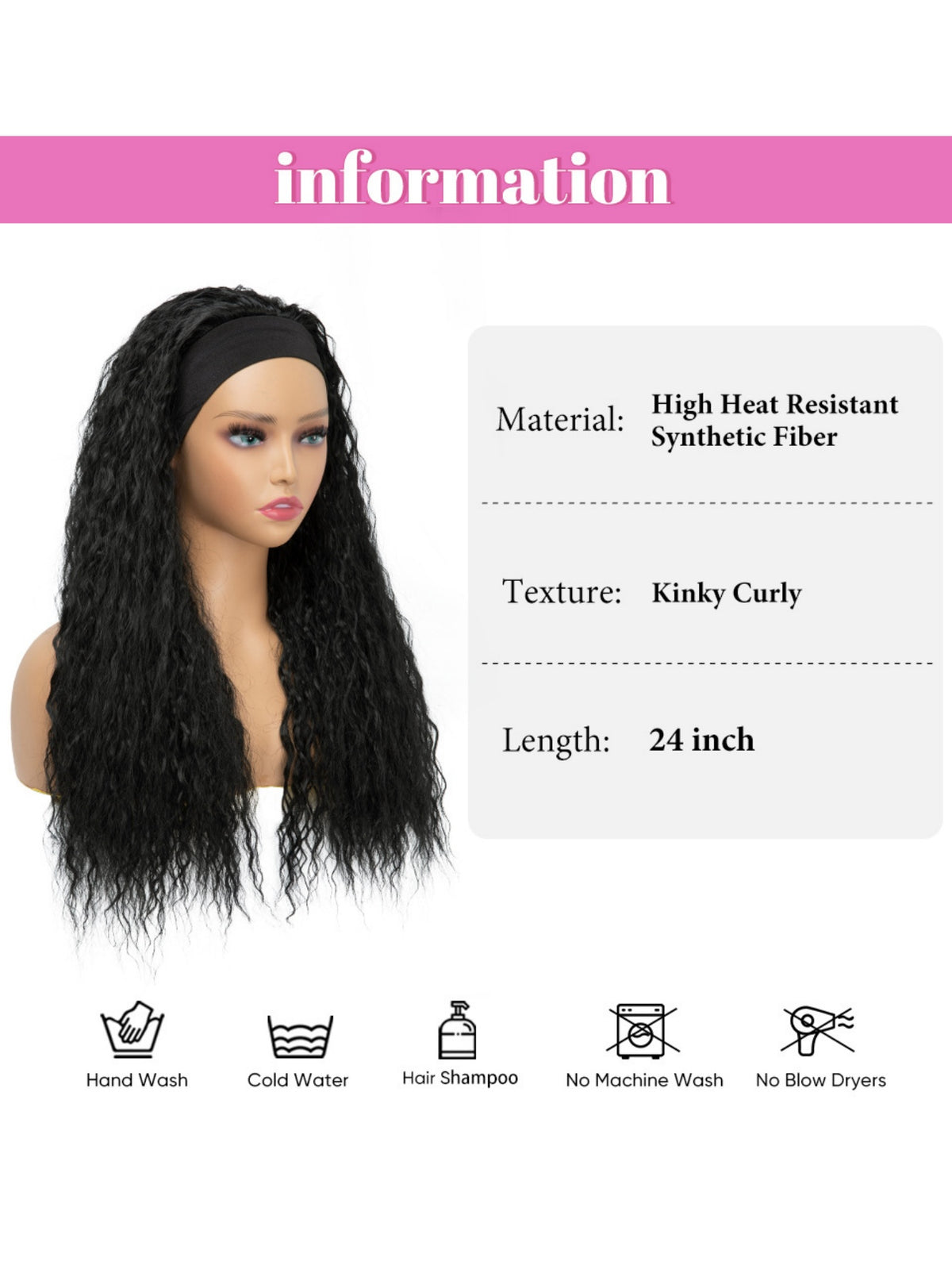 Long Curly Wool Hair With Half-head Wig Made Of Synthetic Fibers