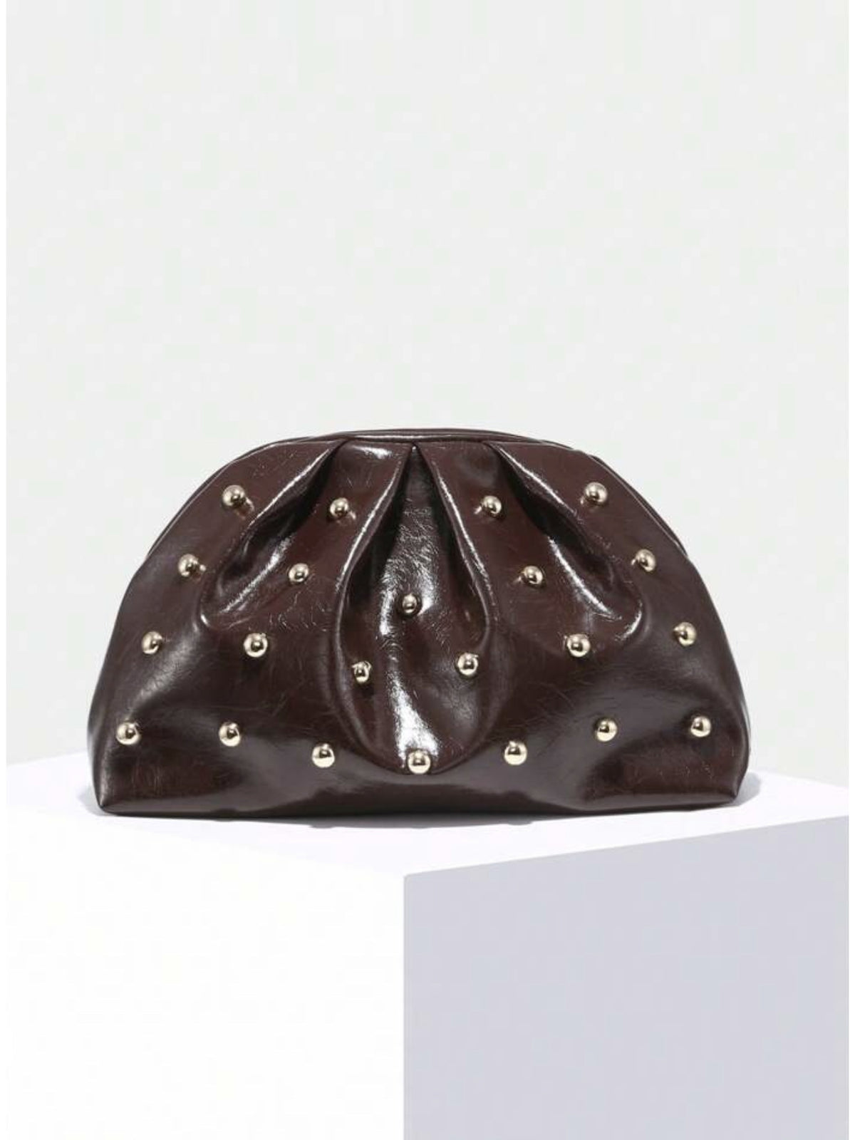 Studded Pleated Clutch Bag