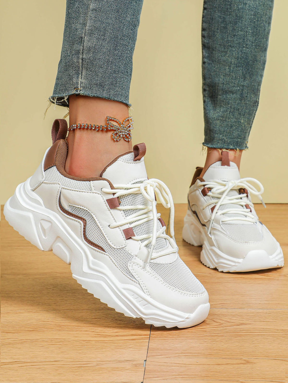 Color-blocked Platform Women's Casual Sneakers