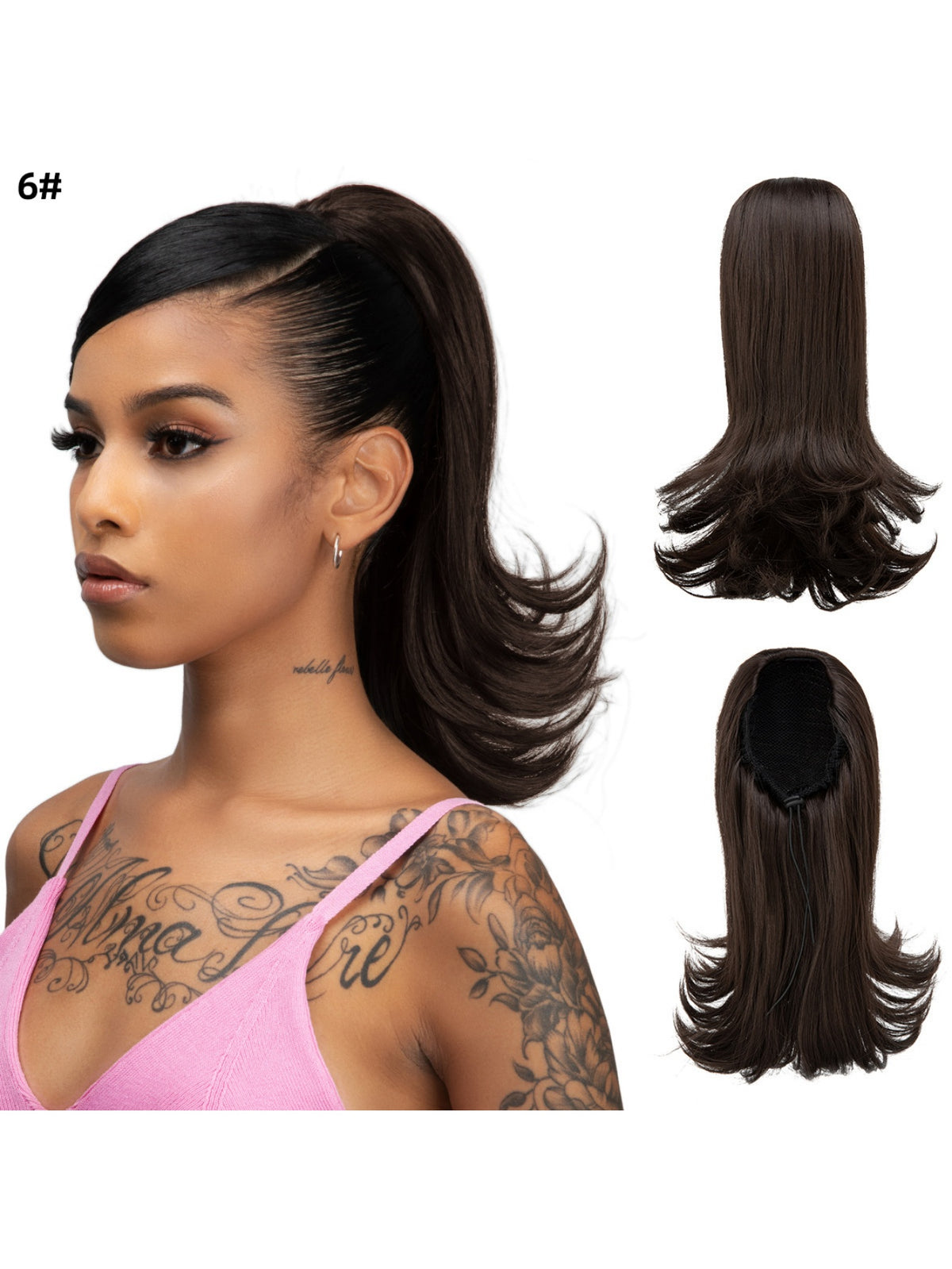 Slightly Curled Short Hair With Drawstring Ponytail, Made Of Synthetic High-temperature Silk Wig