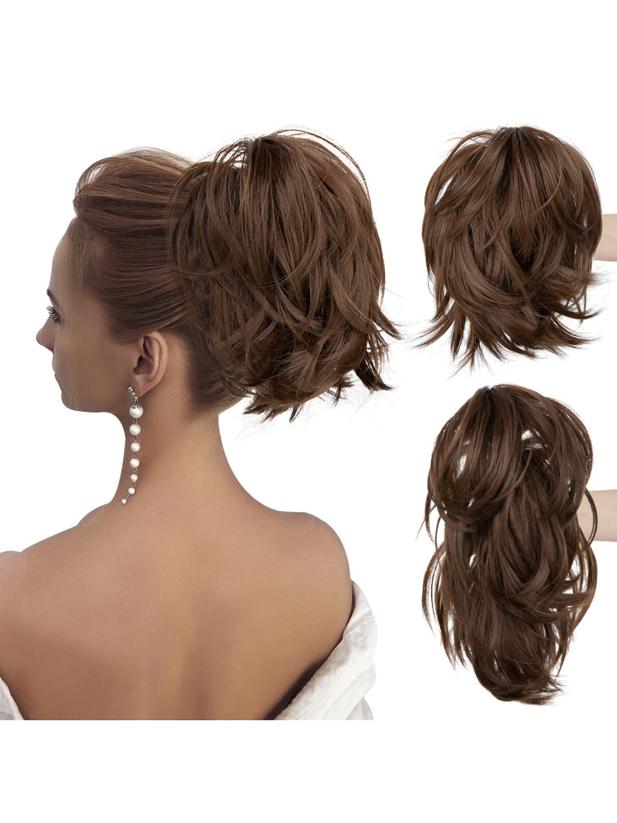 Short, Curled Ponytail Wig With Clip