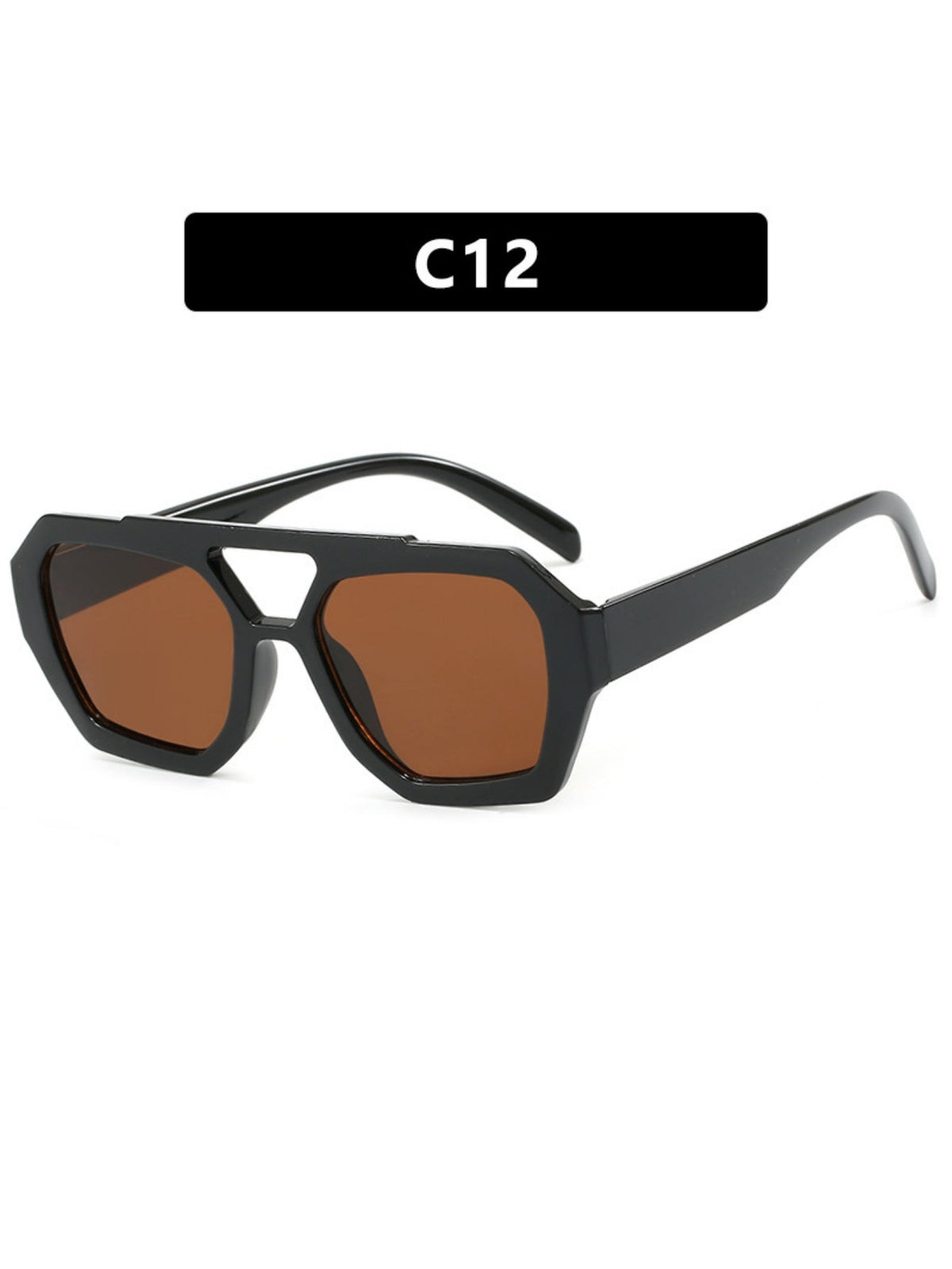 Sonnenbrille mit Doppelsteg und unregelmäßigem Leopardenmuster