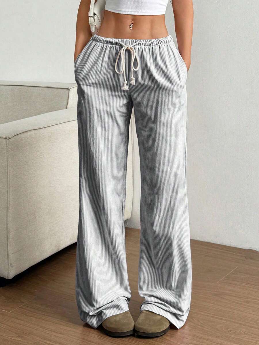 Striped Casual Wide-Leg Pants