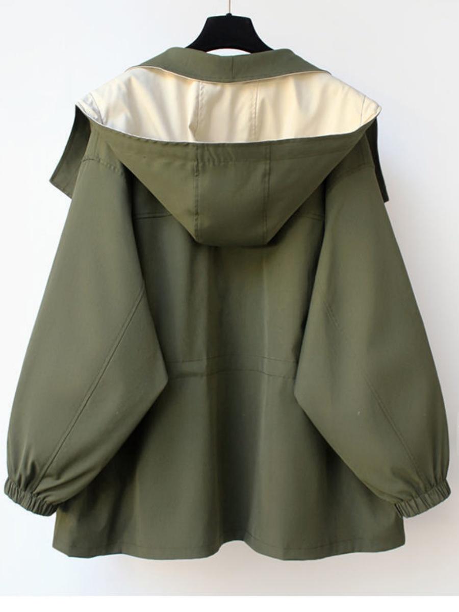 Contrasting colors Double collar Loose Trench Coats