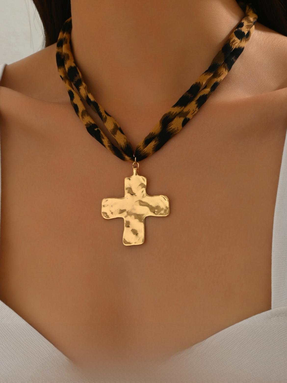 Leopard Print Seashell Starfish Necklace