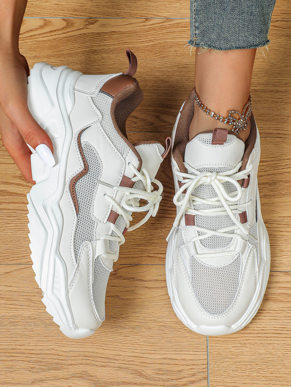 Color-blocked Platform Women's Casual Sneakers