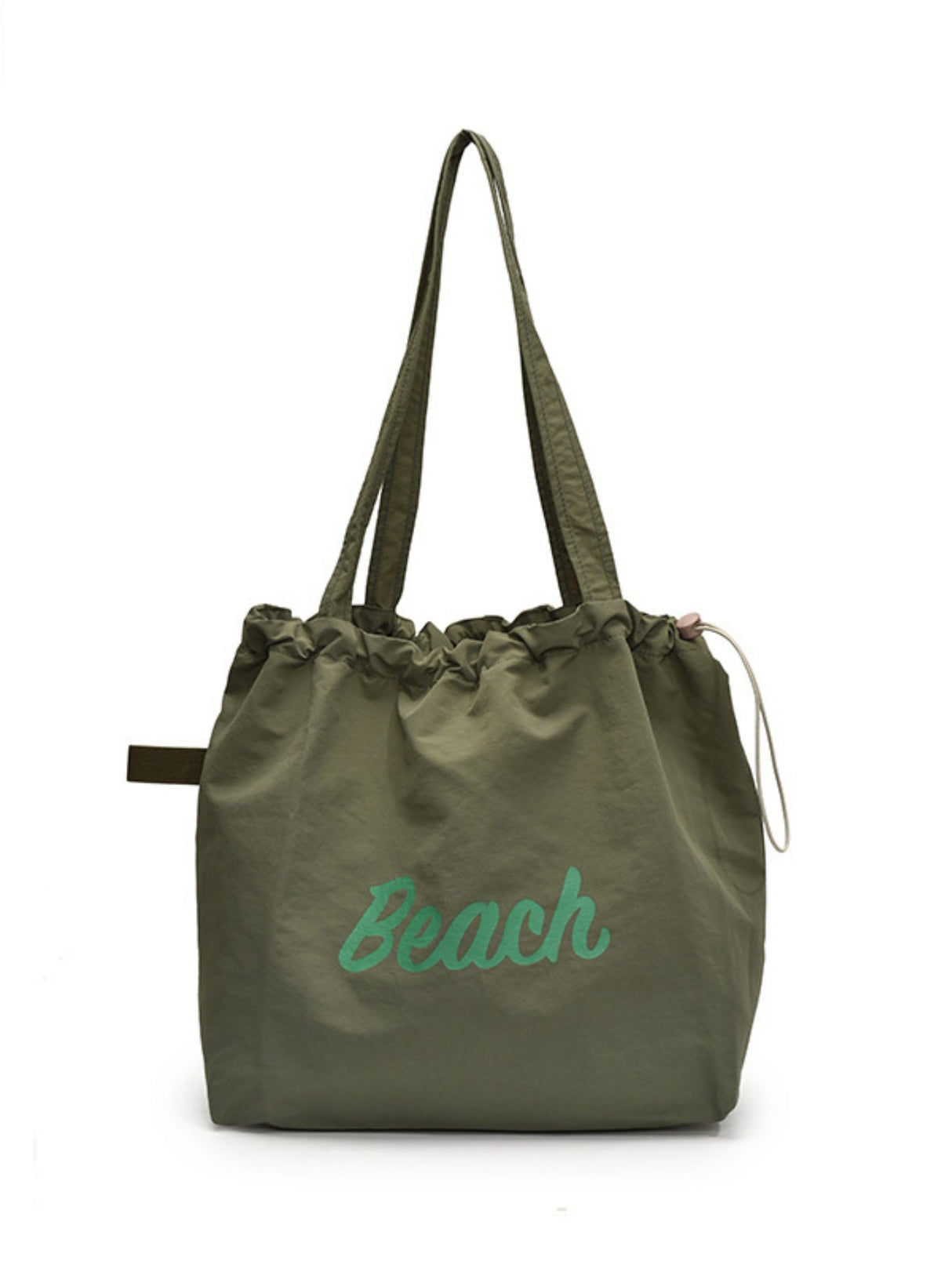 Letter Print Large Capacity Lightweight Drawstring Shoulder Bag