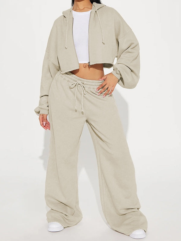 Long-sleeved Athletic Casual Sweatshirt Set