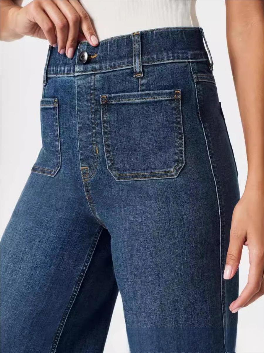 Flared Pants High Waist Front Pocket Daily Work Jeans