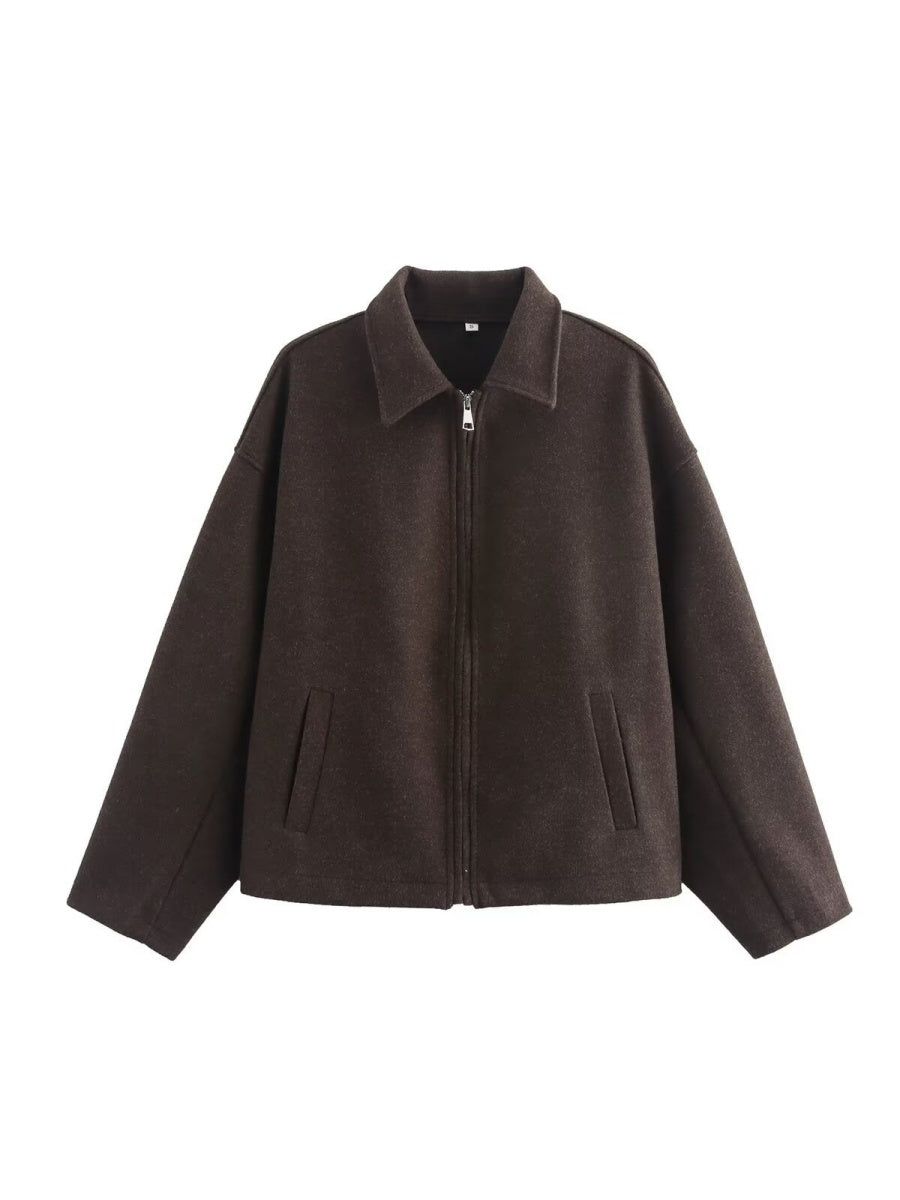 Brown Pocket Long sleeve Jackets
