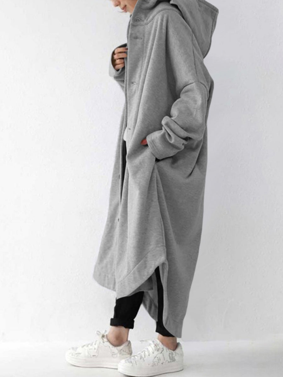Hooded Single-breasted Loose Mid-length Trench Coats