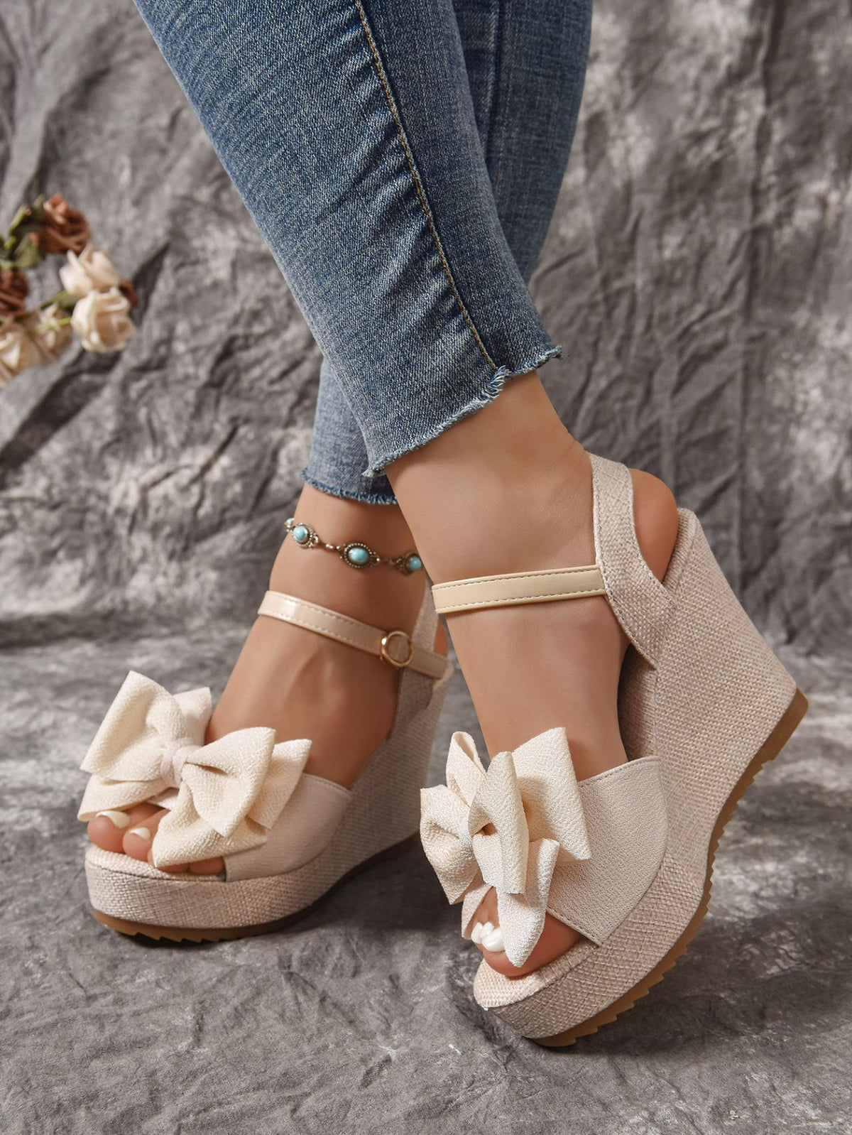 Bow Wedge Sandals