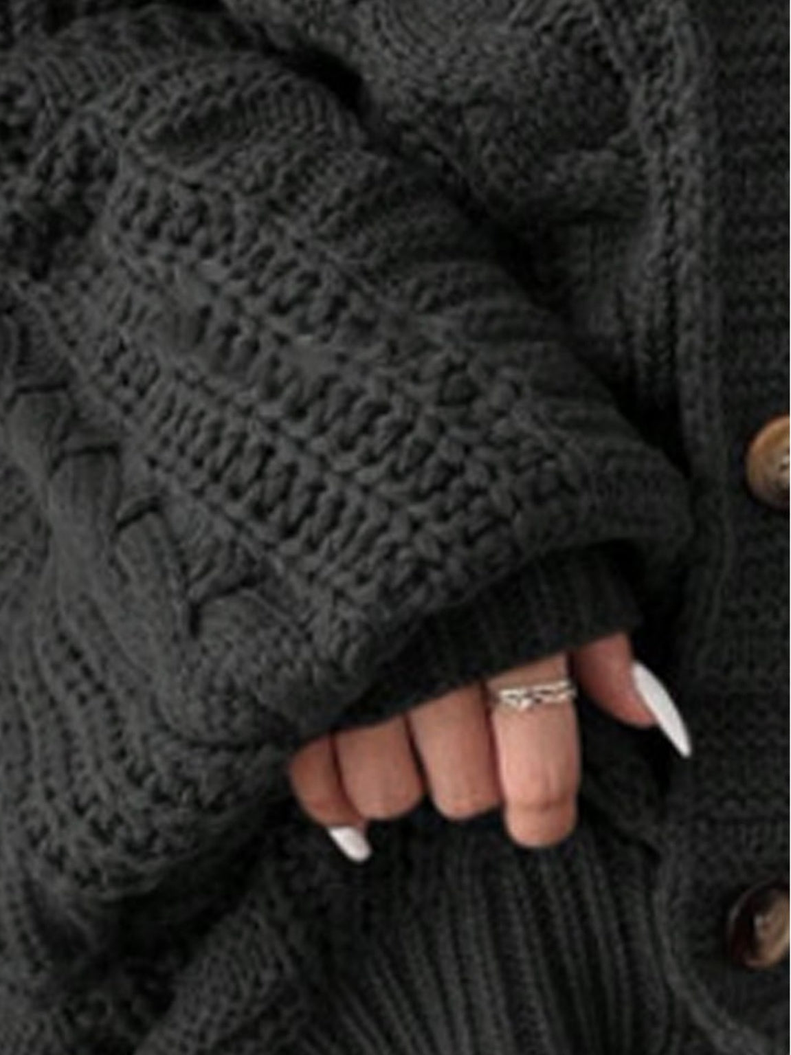 Loose Cable Knit Lantern Sleeve Cardigan