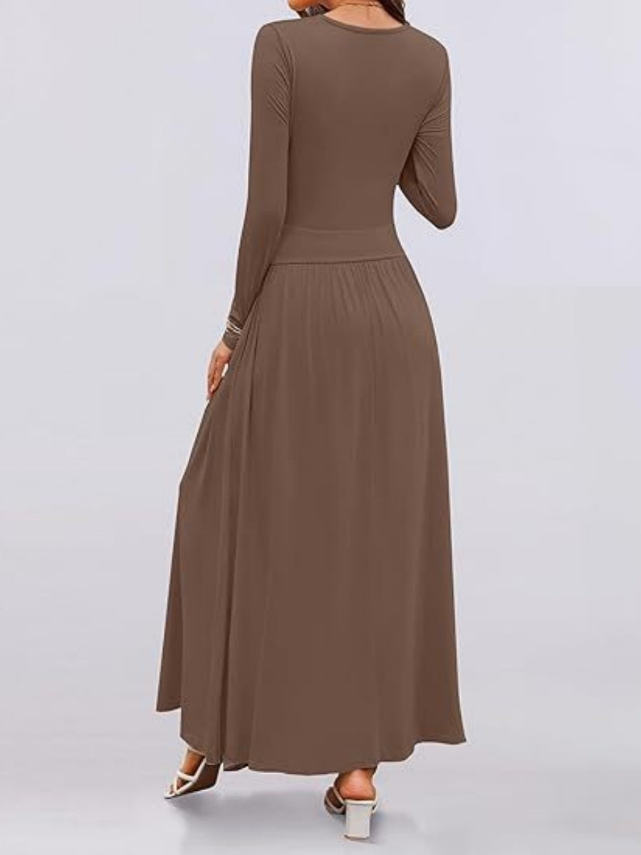 Liber Spring Women's Pocket Solid Color Maxi Dresses