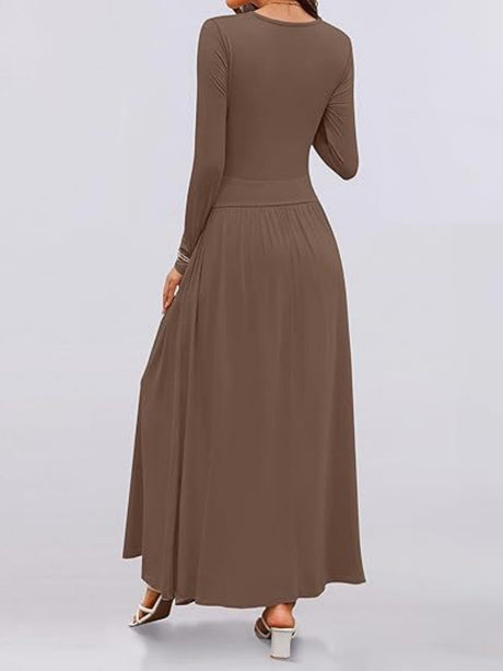 Liber Spring Women's Pocket Solid Color Maxi Dresses