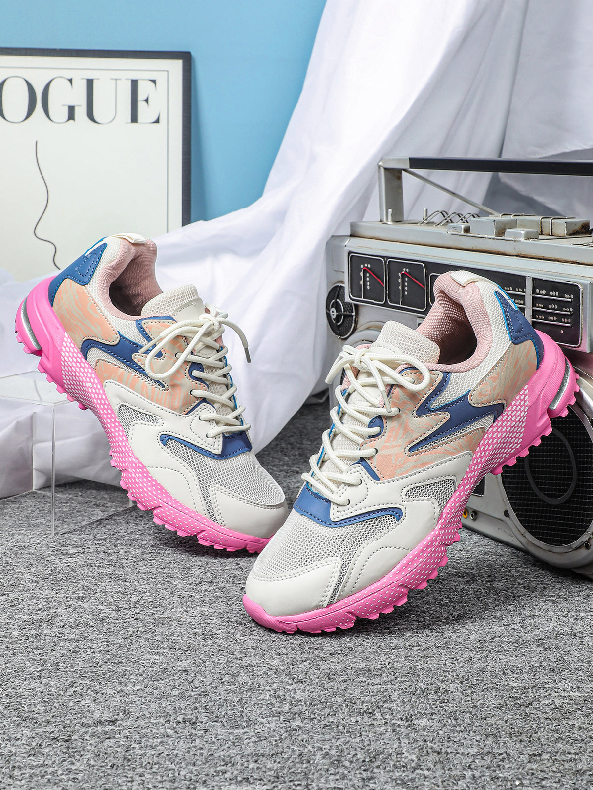 Color-blocked Platform Women's Casual Sneakers