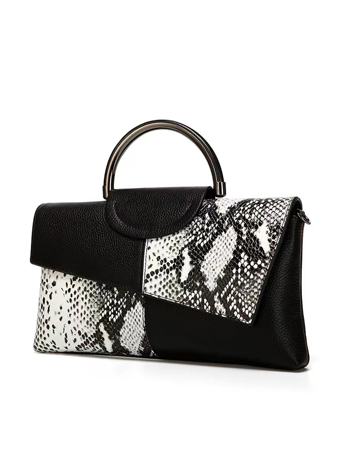 Snake-print Color-block Clutch/crossbody Bag