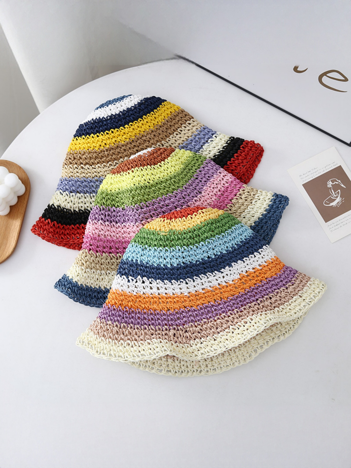 Rainbow Woven Straw Hat