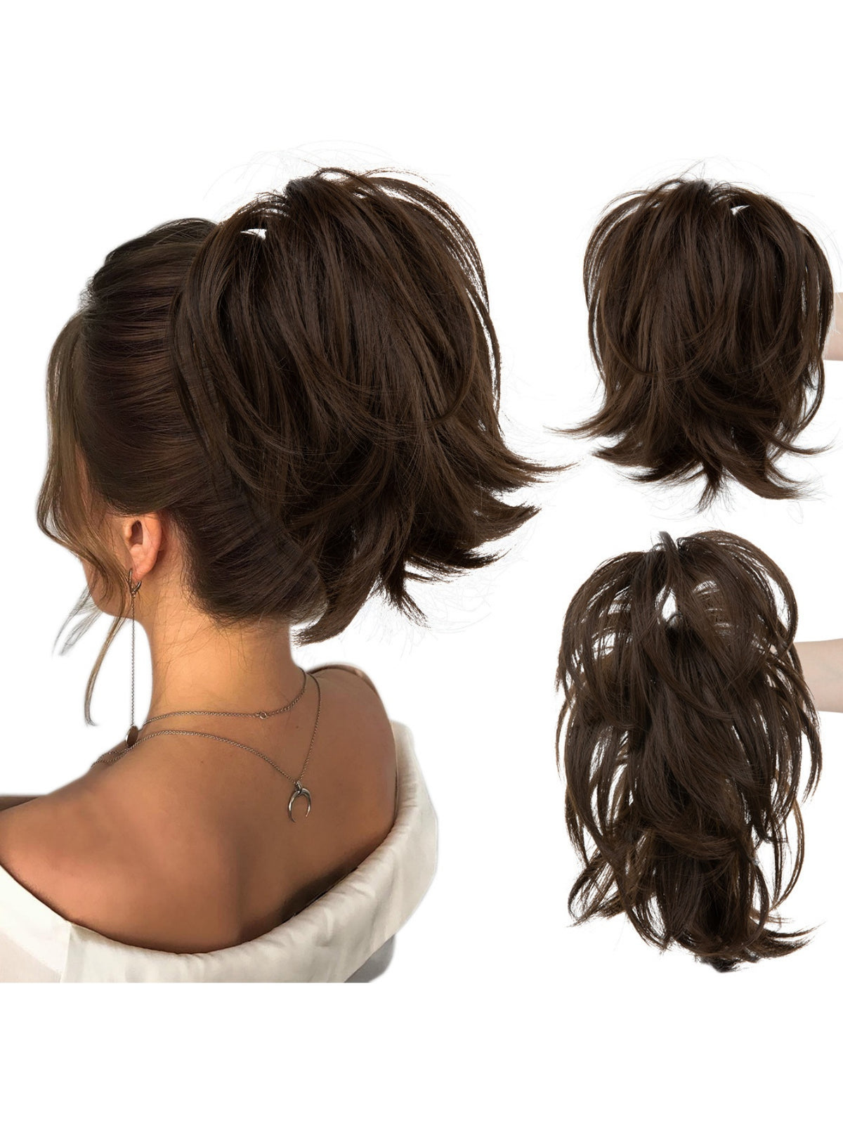 Short, Curled Ponytail Wig With Clip