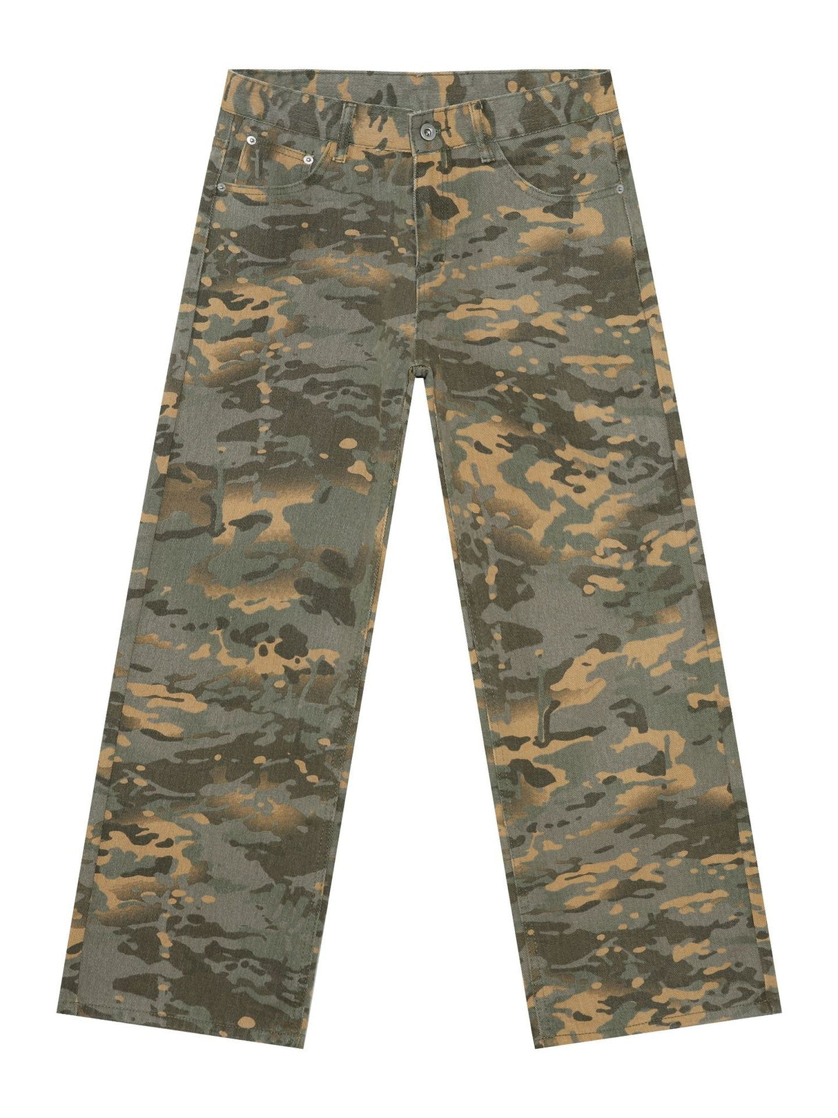 Camouflage Ins Loose-fit Straight-fit Wide-leg Jeans