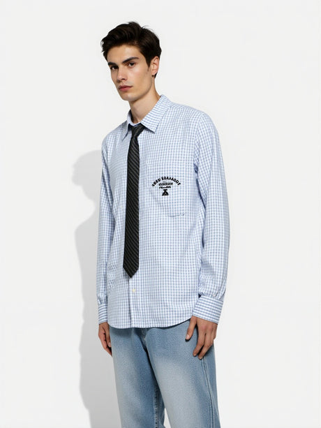Liber Autumn Neutral wear Tie Plaid Shirts