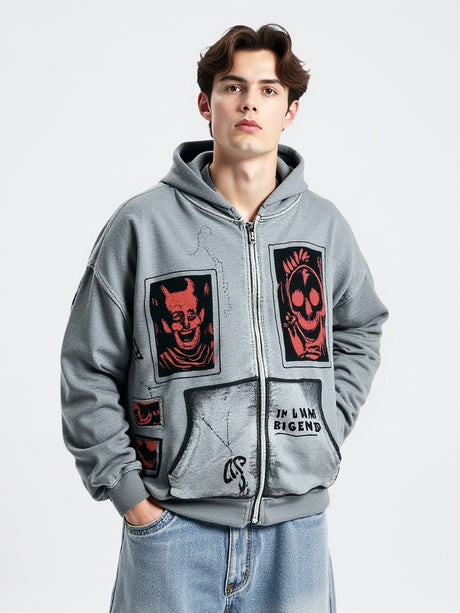 Halloween Devil Print Denim Jackets