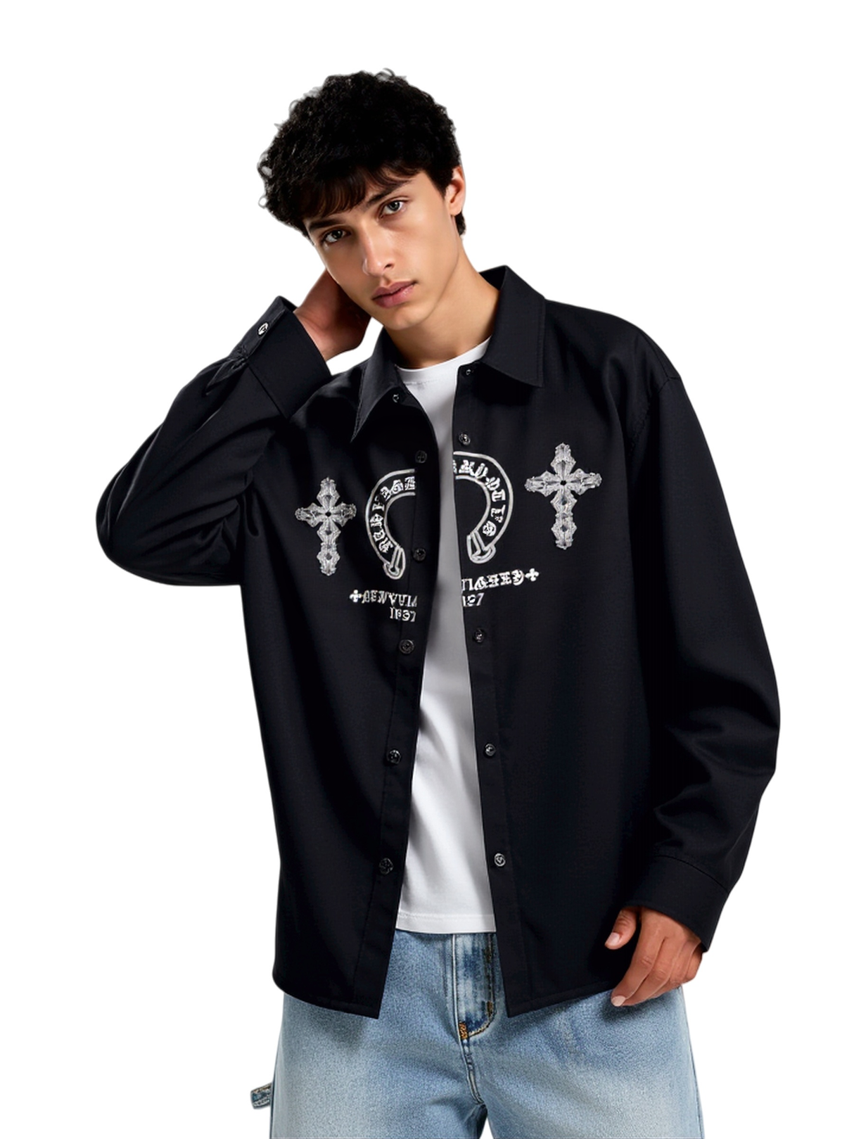 Personality Cross Dark Devanagari Gothic Alphabet Shirts