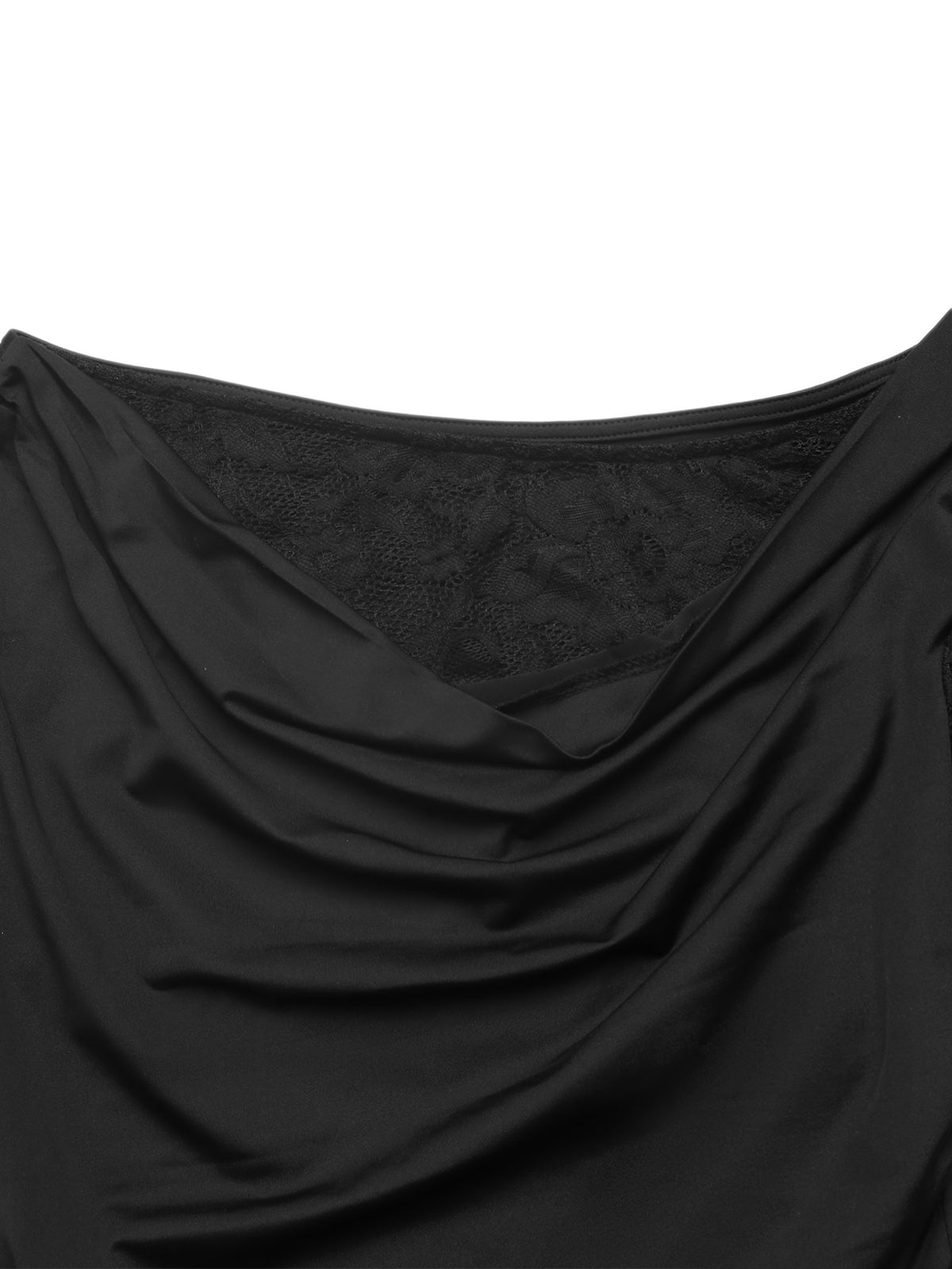 Lace-trimmed Off-shoulder Slim-fit See-through Bodysuit