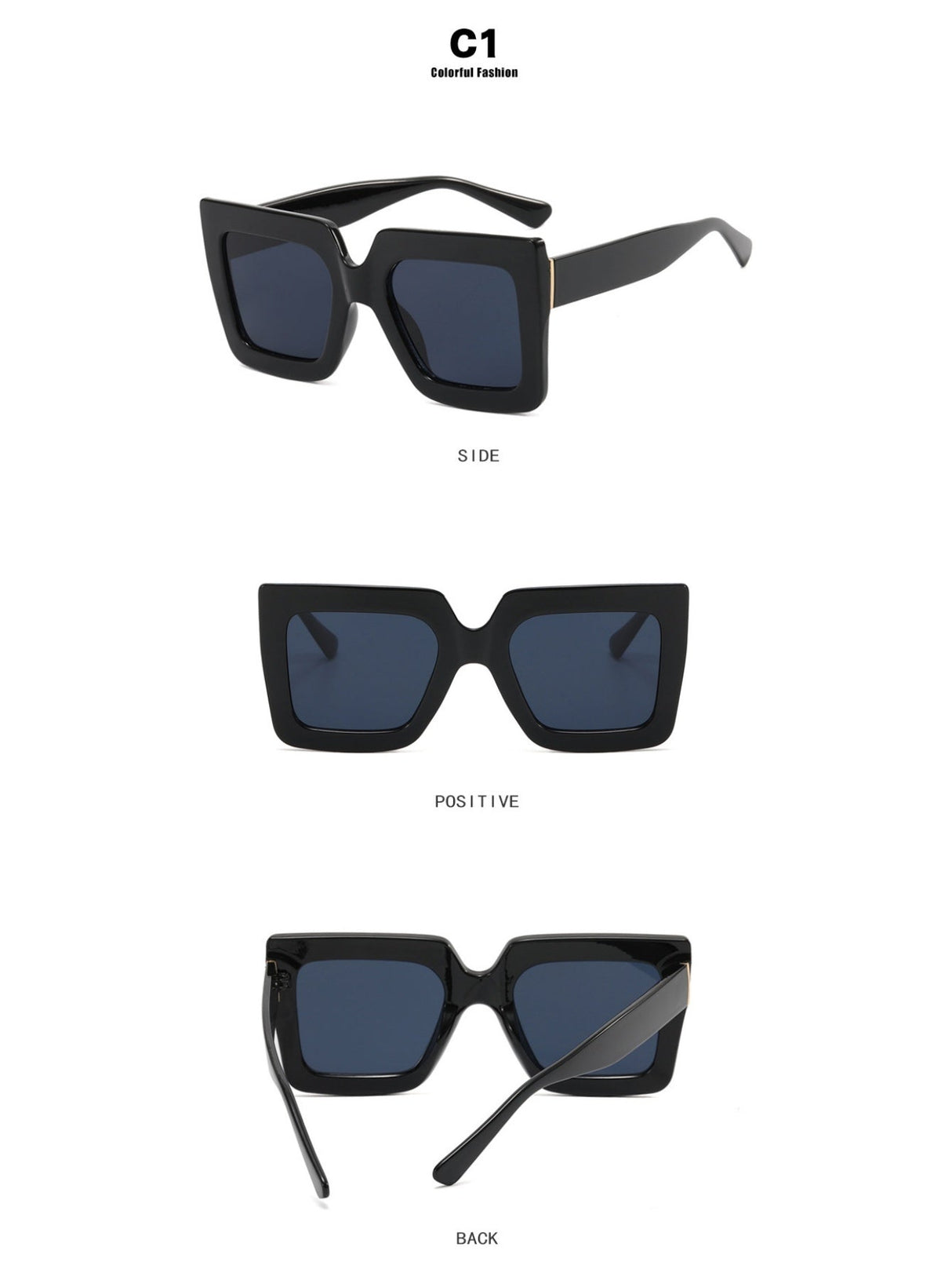 Farbblockierte, quadratische, übergroße, stylische Brille