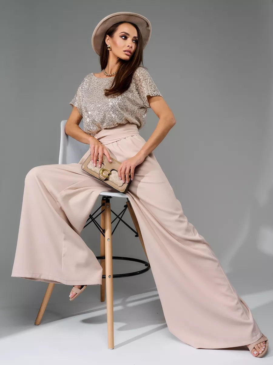 Sequins Short Sleeve Leisure Bodysuit