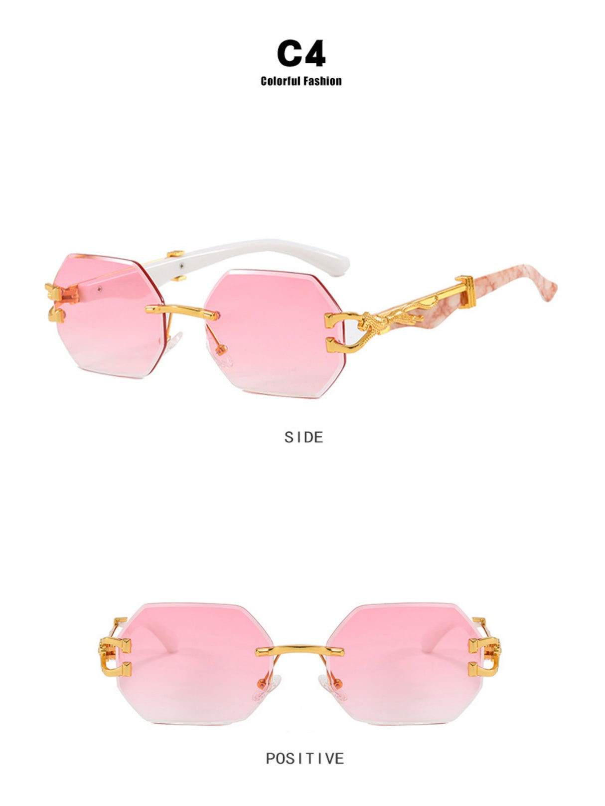Metal Frameless Polygonal Sunglasses