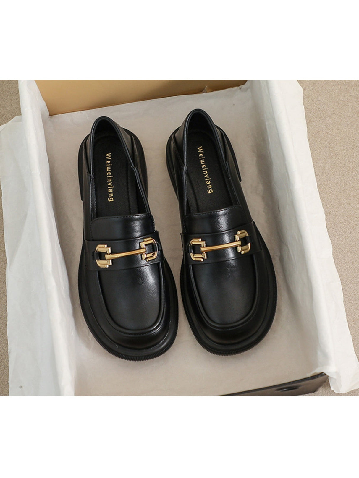 Liber Spring and Autumn Thick-soled Metal Buckle Women's Loafers