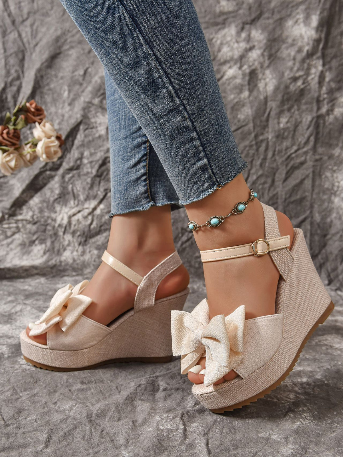 Bow Wedge Sandals