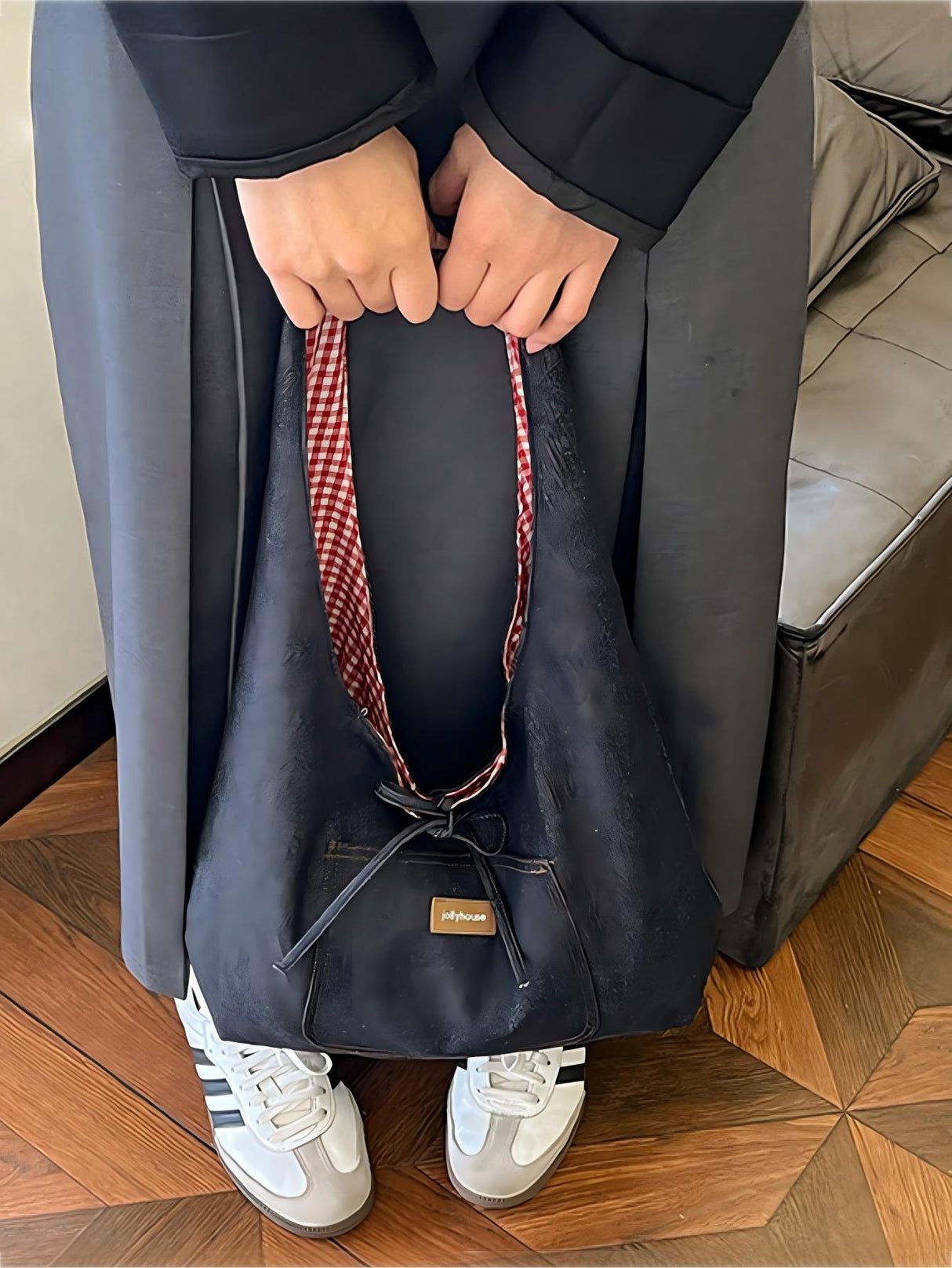 Denim Plaid Reversible Versatile Commuter Shoulder Bag