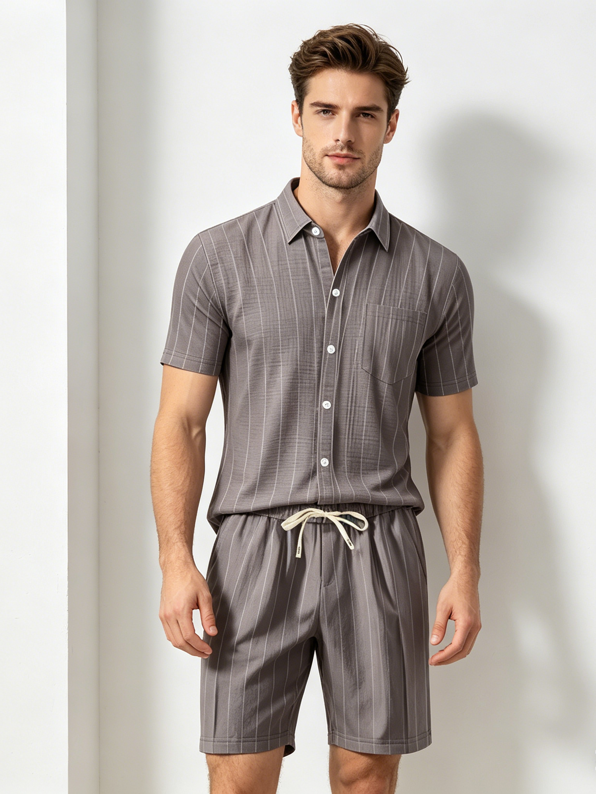 Flax Stripes Loose-fit Beach Set 2-piece Sets