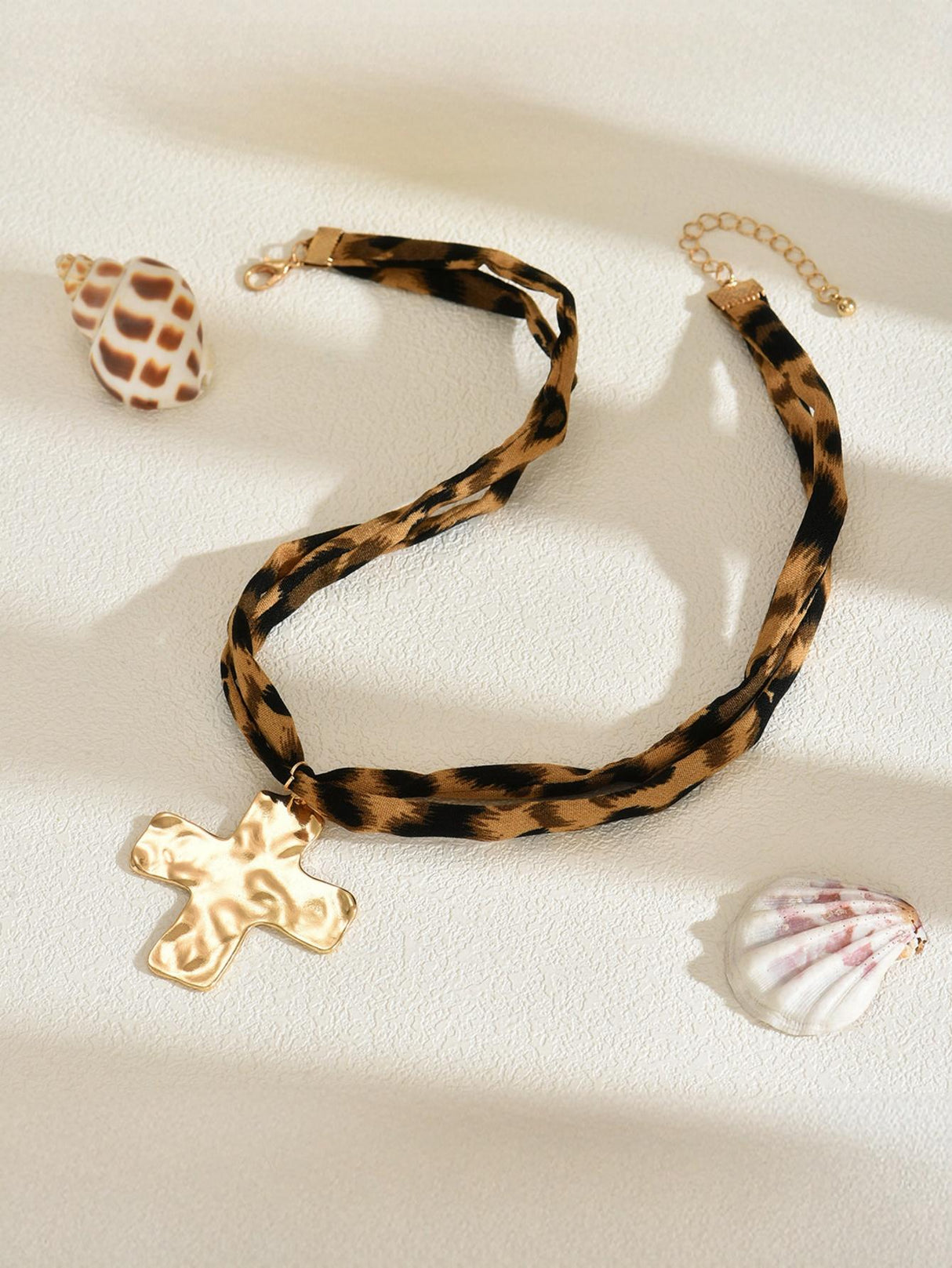 Leopard Print Seashell Starfish Necklace