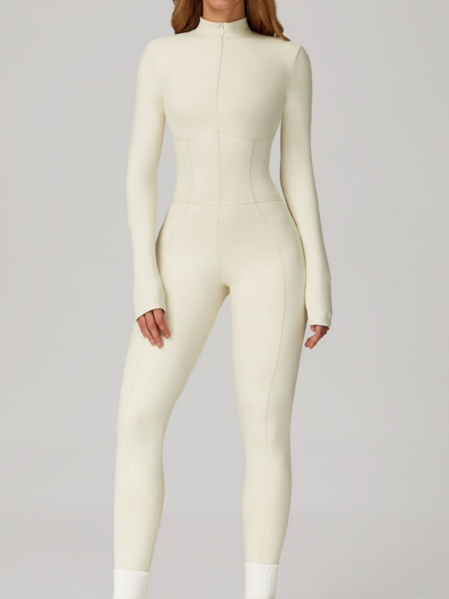 Long-sleeved Stand Collar Fleece Keep Warm High Elasticity Waist Slimming And Shaping Yoga Fitness Outdoor Jumpsuits/pants