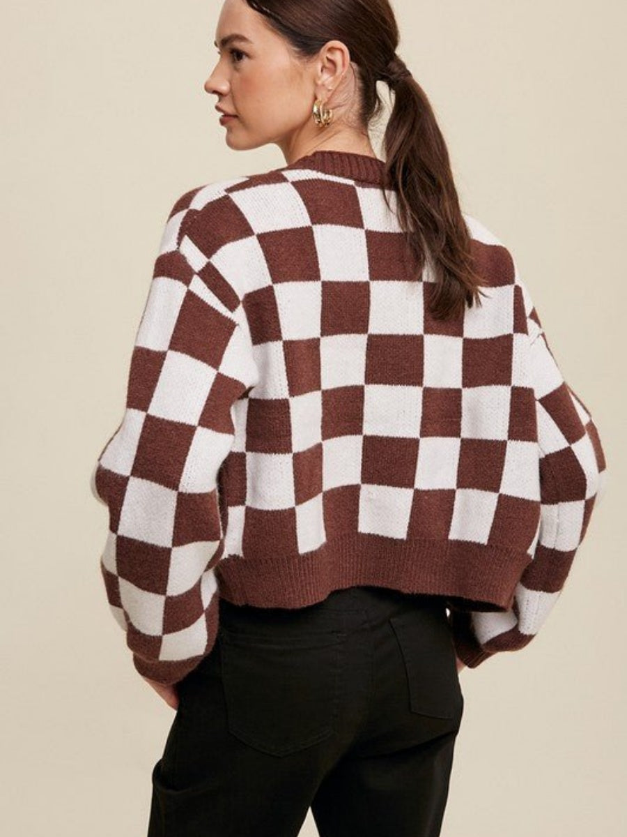 Plaid Contrasting colors Short Cardigans