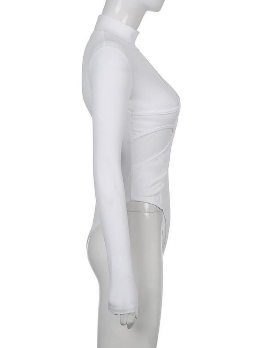 Liber Autumn Women's Splicing Solid Color Bodysuit