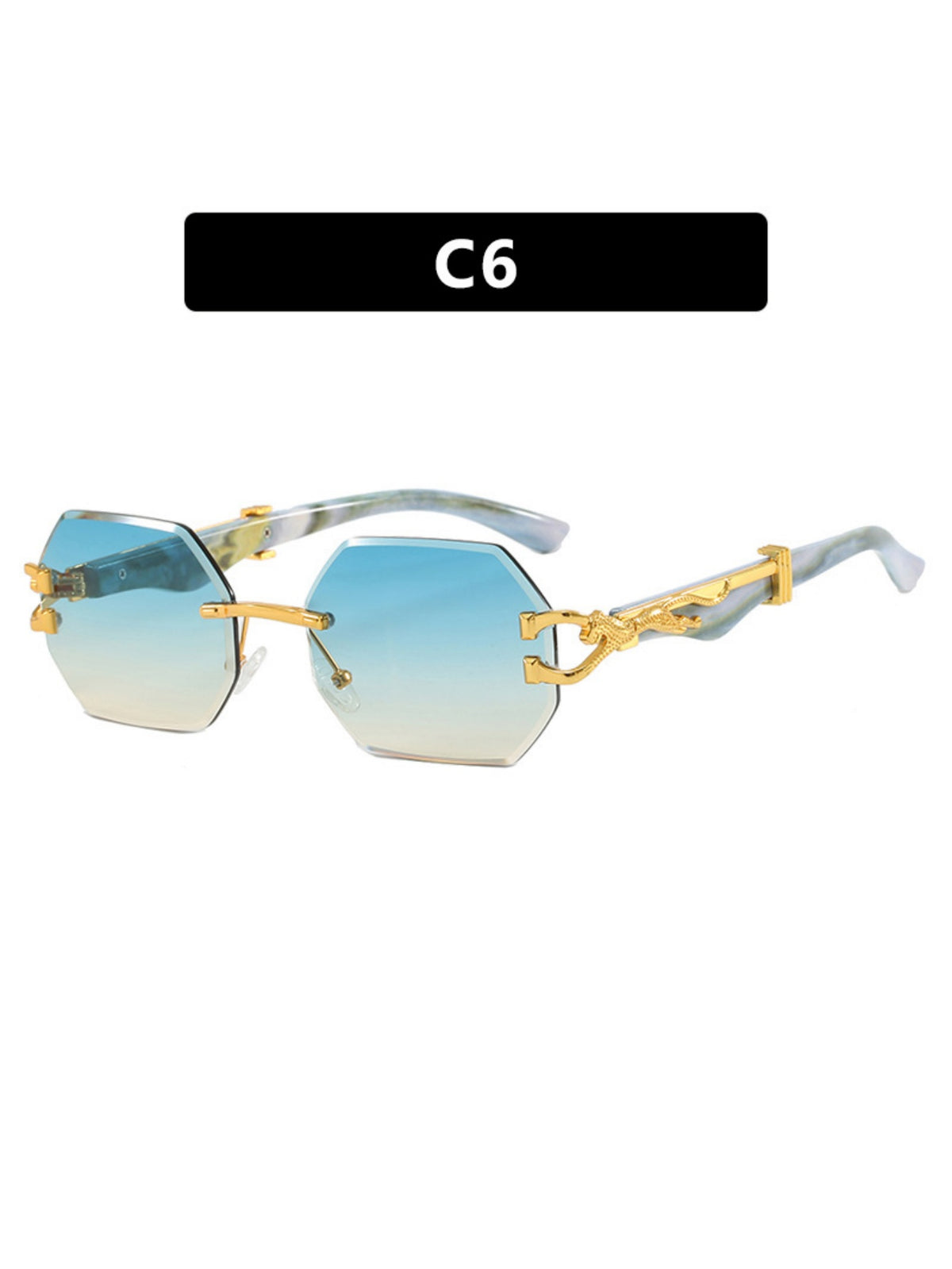 Metal Frameless Polygonal Sunglasses