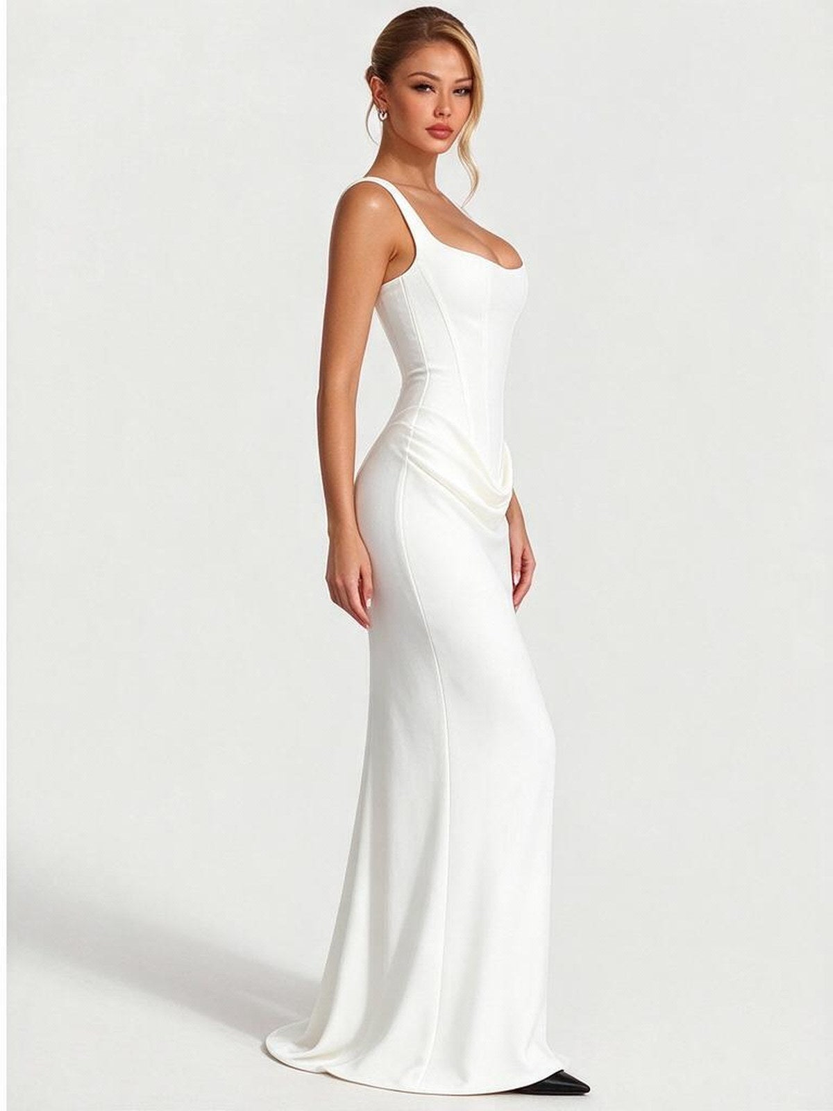 Sexy Pleated Halter-neck Fishtail Design Elegant Strapless Bodycon Dress