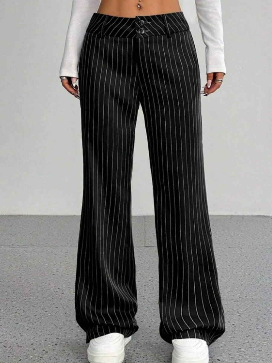 Slim Fit Stripes Trumpet Pants