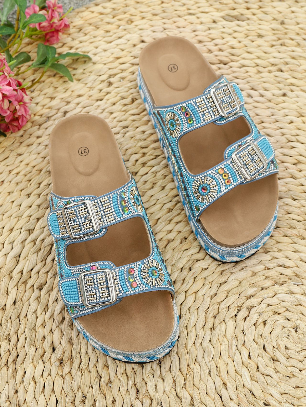 Colorful Rhinestone Platform Sandals
