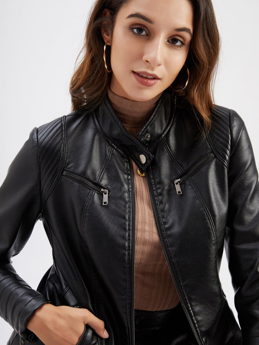 Street Cool Thin Three-dimensional Decoration Leather Jacket